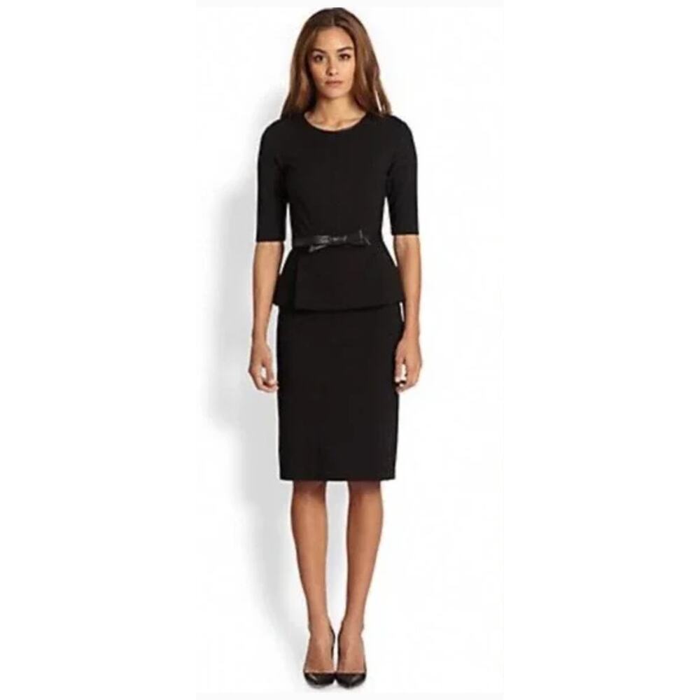 RAOUL Women's Black 1/2 Sleeve Knee Length Lydia Peplum‎ Mini Dress Size 2